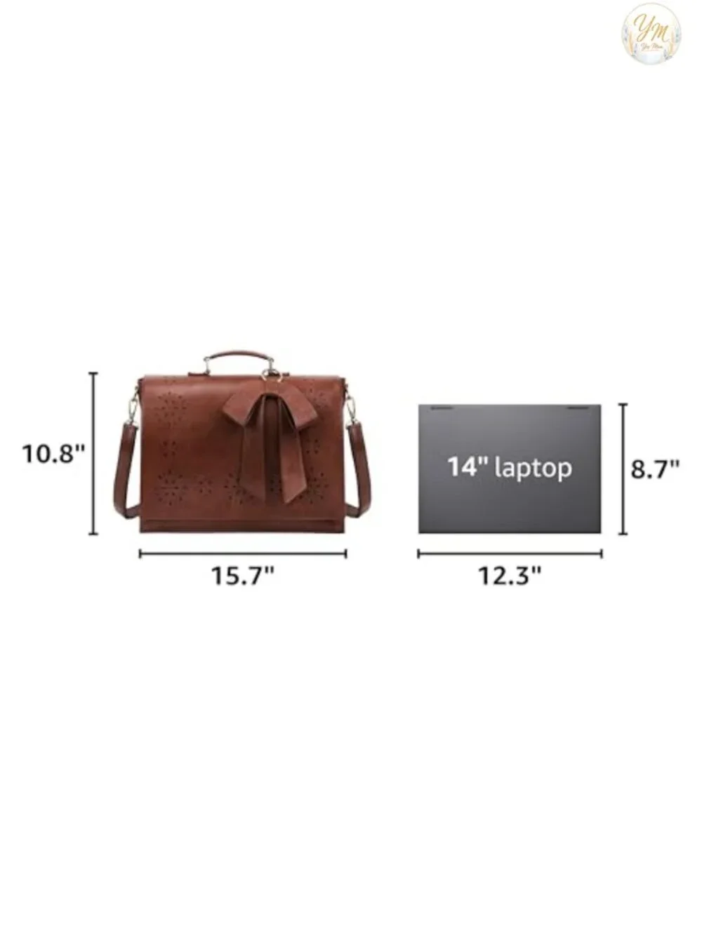 Vegan Leather Laptop Briefcase Bag Work Shoulder Satchel 15.6 Inch